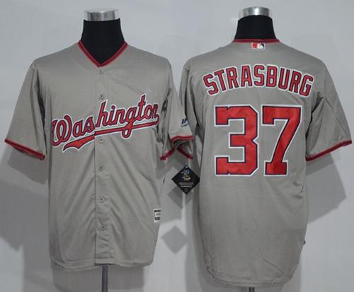 Nationals #37 Stephen Strasburg Grey New Cool Base Stitched MLB Jersey